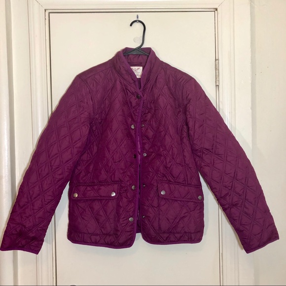 Faded Glory Diamond Puff Purple Button Up Coat M - Picture 2 of 5